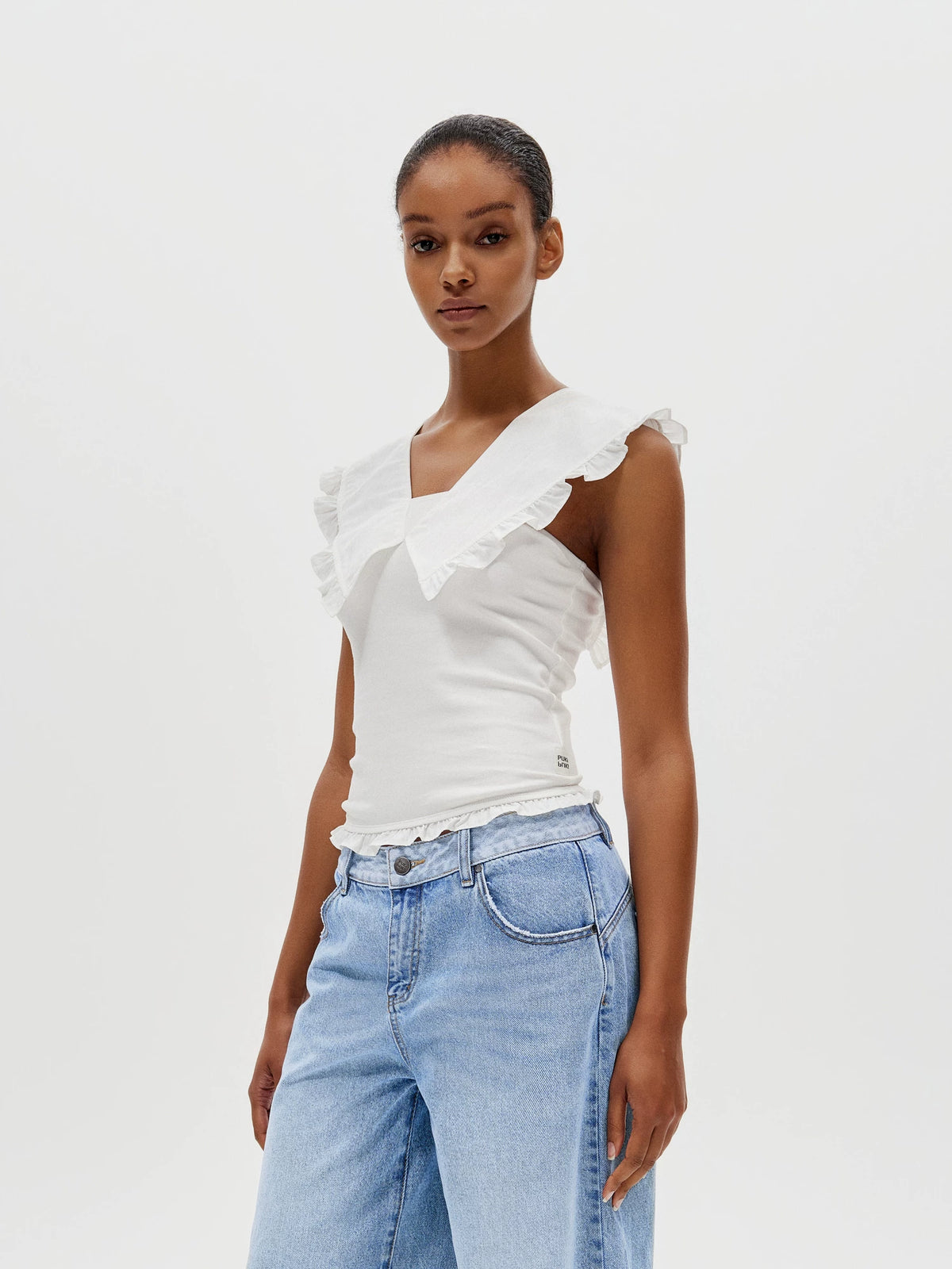 Layered Ruffle V-Neck Top - 360 view 10