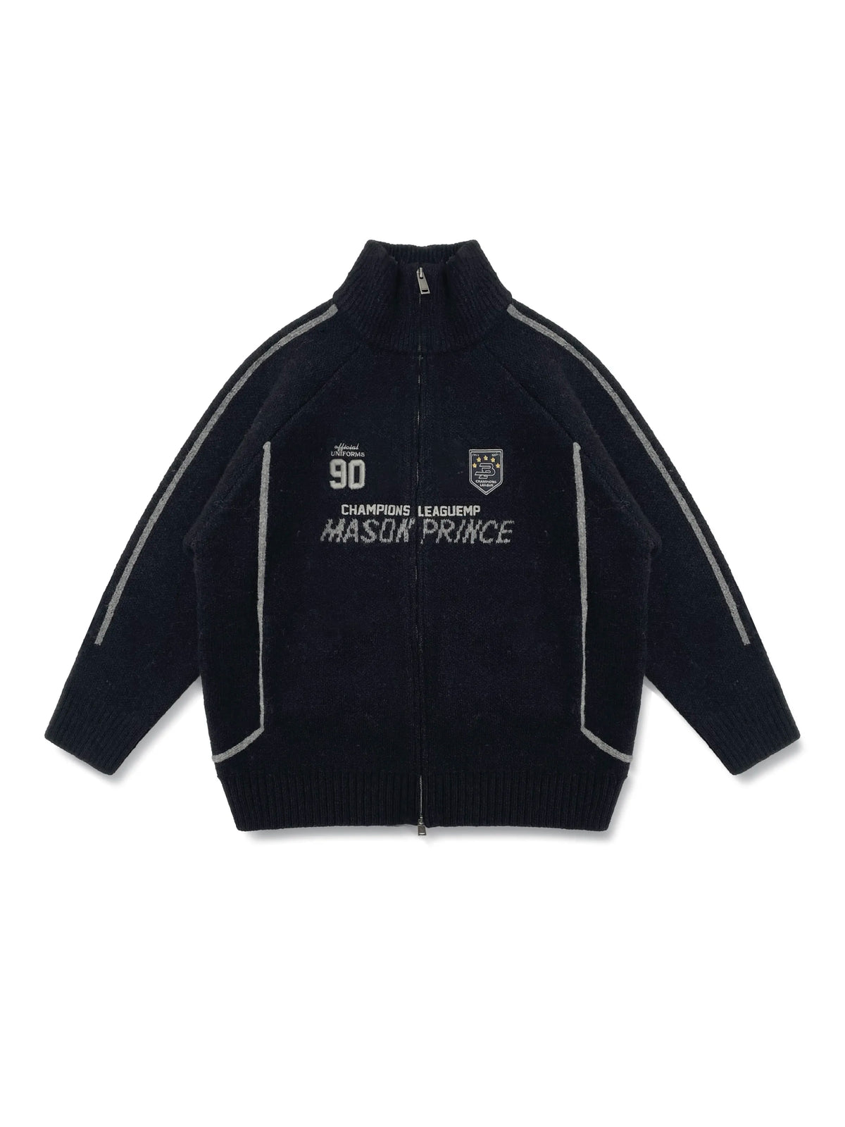 MASONPRINCE Contrast Piping Wool-Blend Zip Cardigan