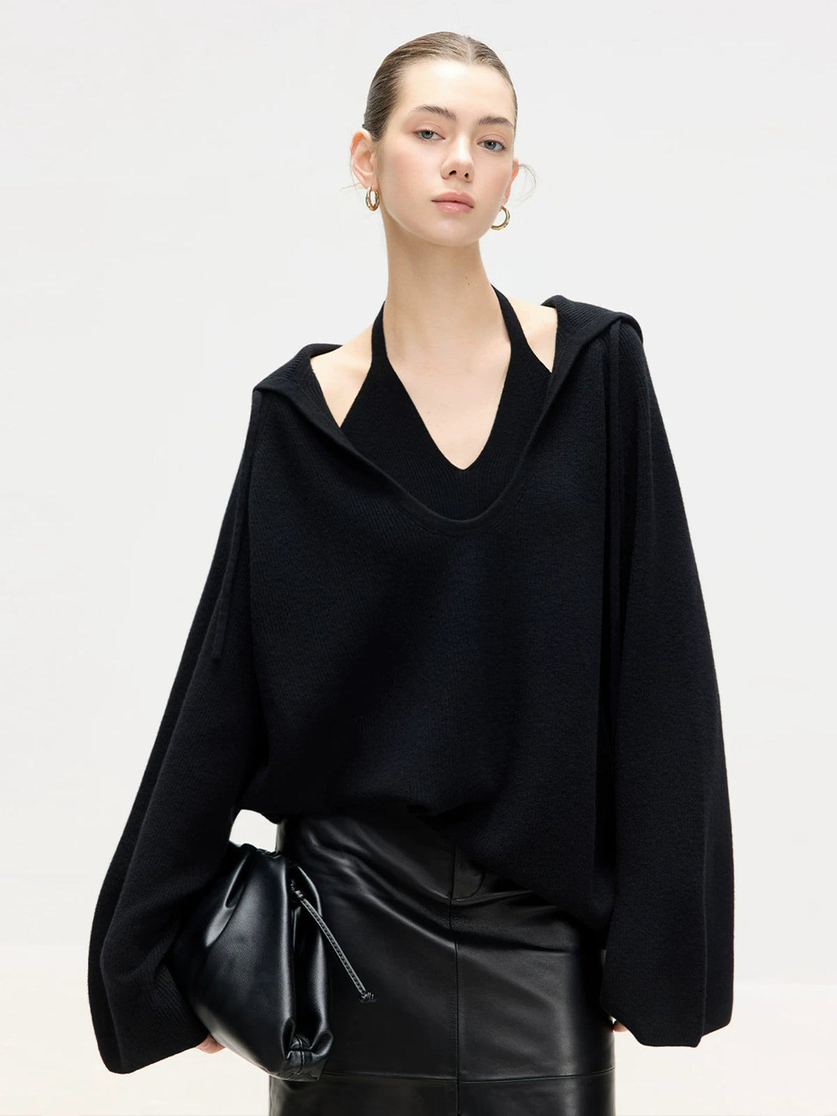 Relaxed Wool Hooded Sweater