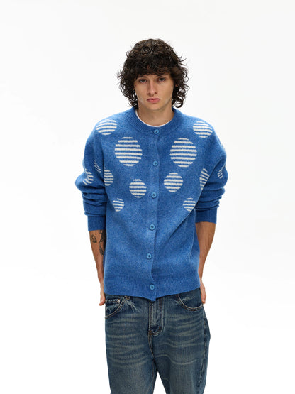 Striped Dot Knit Cardigan