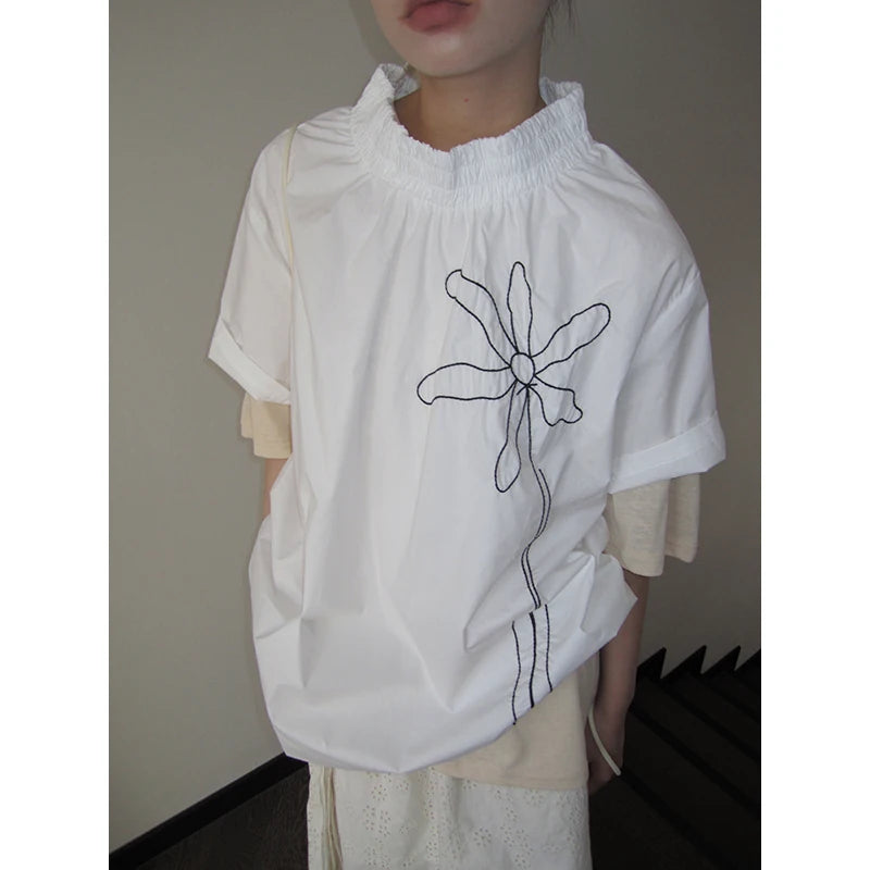 Embroidered Floral Short-Sleeve Tee
