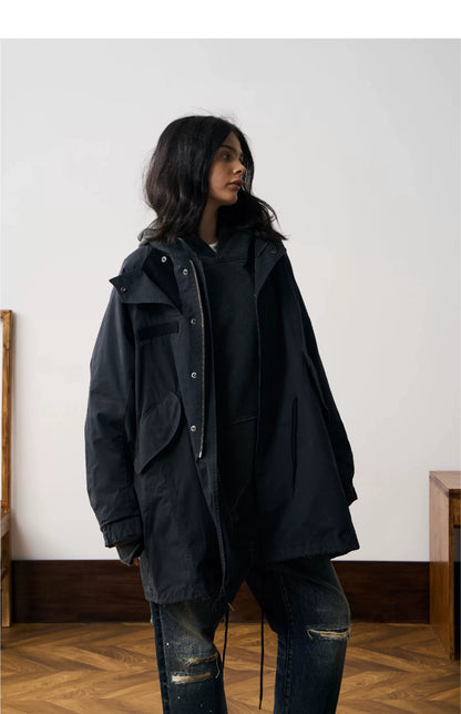 Hooded Fishtail Military Parka in olive product photo