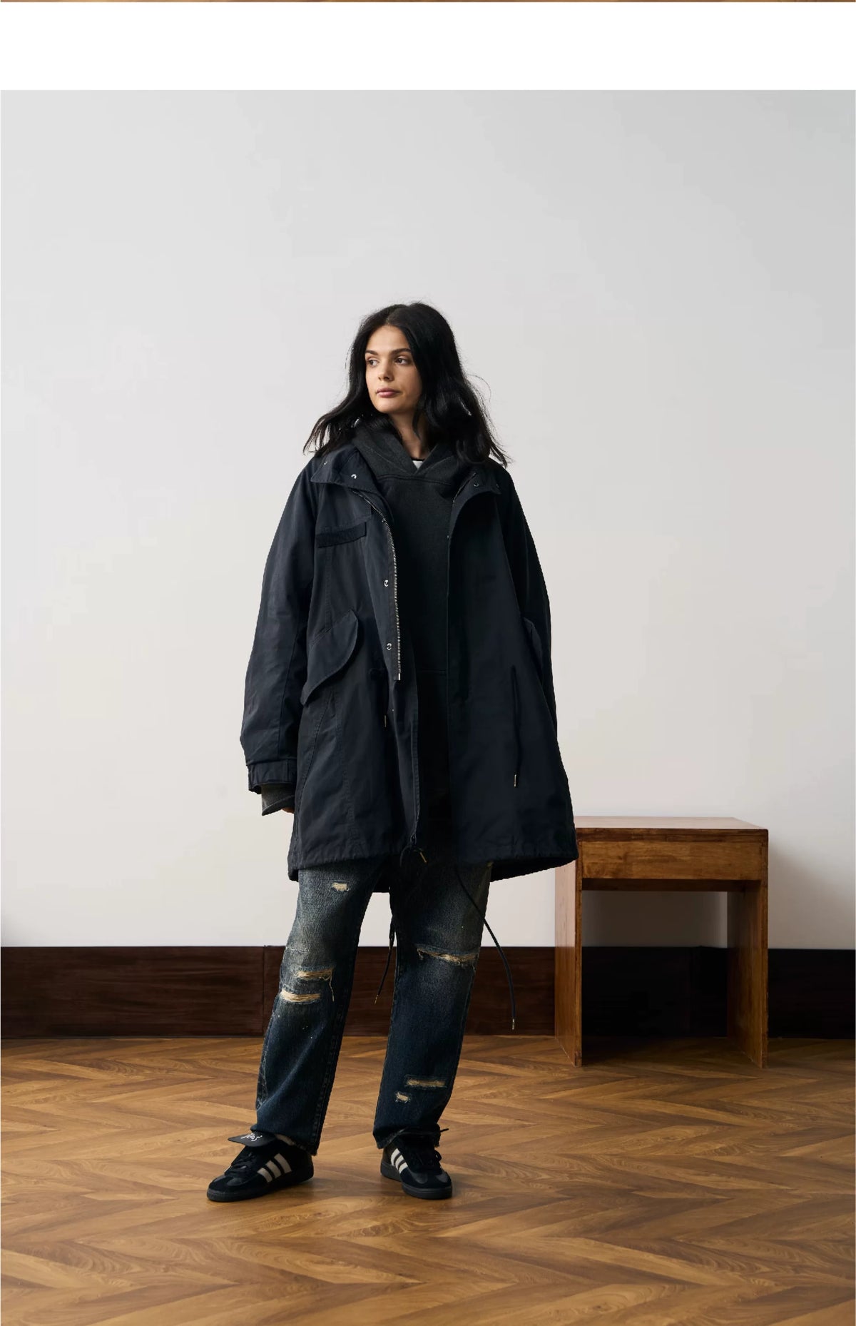 Hooded Fishtail Military Parka in olive product photo