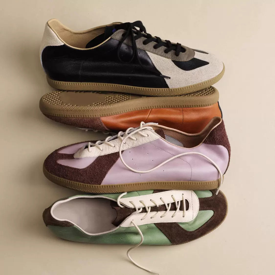 Artichoke Mixed-Leather Low-Profile Trainer Sneakers