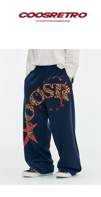 Graphic Star Embroidered Sweatpants