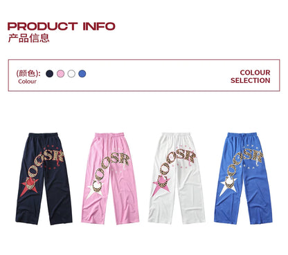 Graphic Star Embroidered Sweatpants