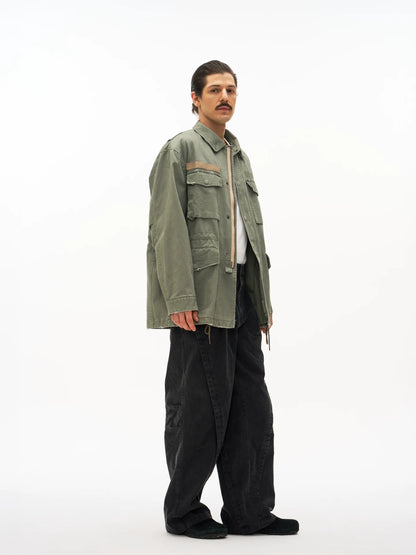 Washed Four Pocket Field Jacket in black