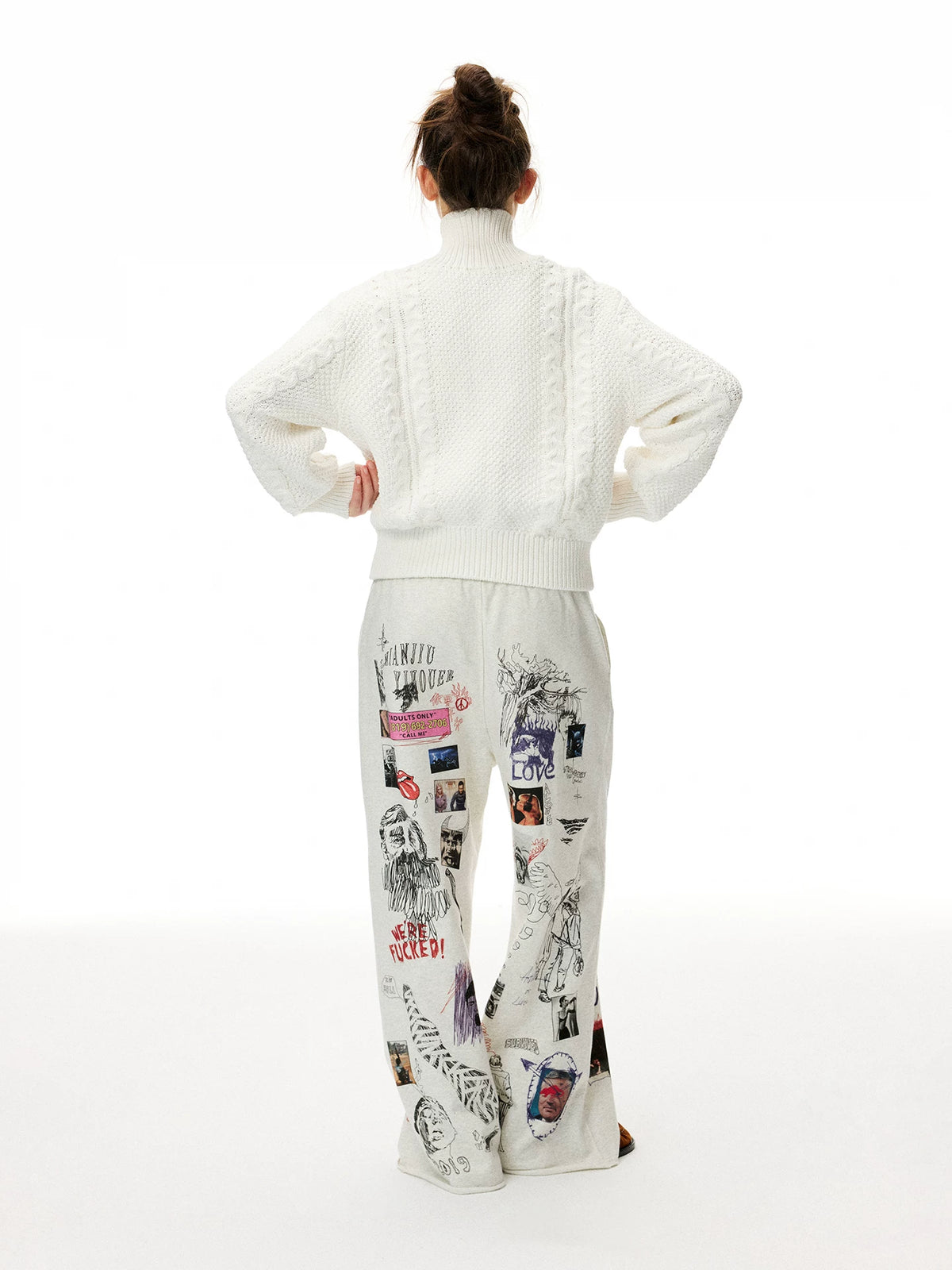 Printed Knit Straight-Leg Sweatpants
