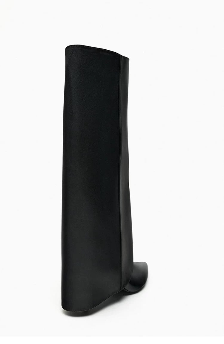 Women's Pointed Toe Stiletto Wide-Shaft Knee-High Boots