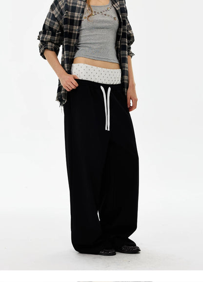 Polka Dot Waist Wide-Leg Sweatpants product photo