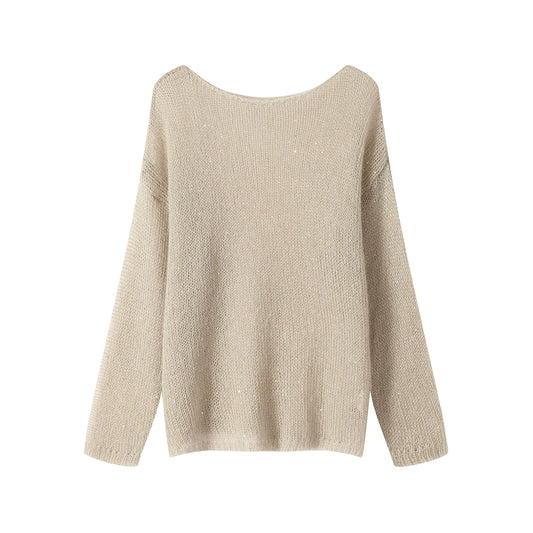 Shimmer Off-Shoulder Wool-Blend Sweater