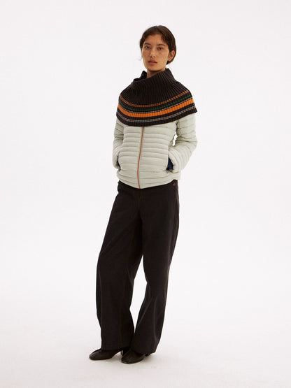 Striped Wool Blend Shoulder Cape