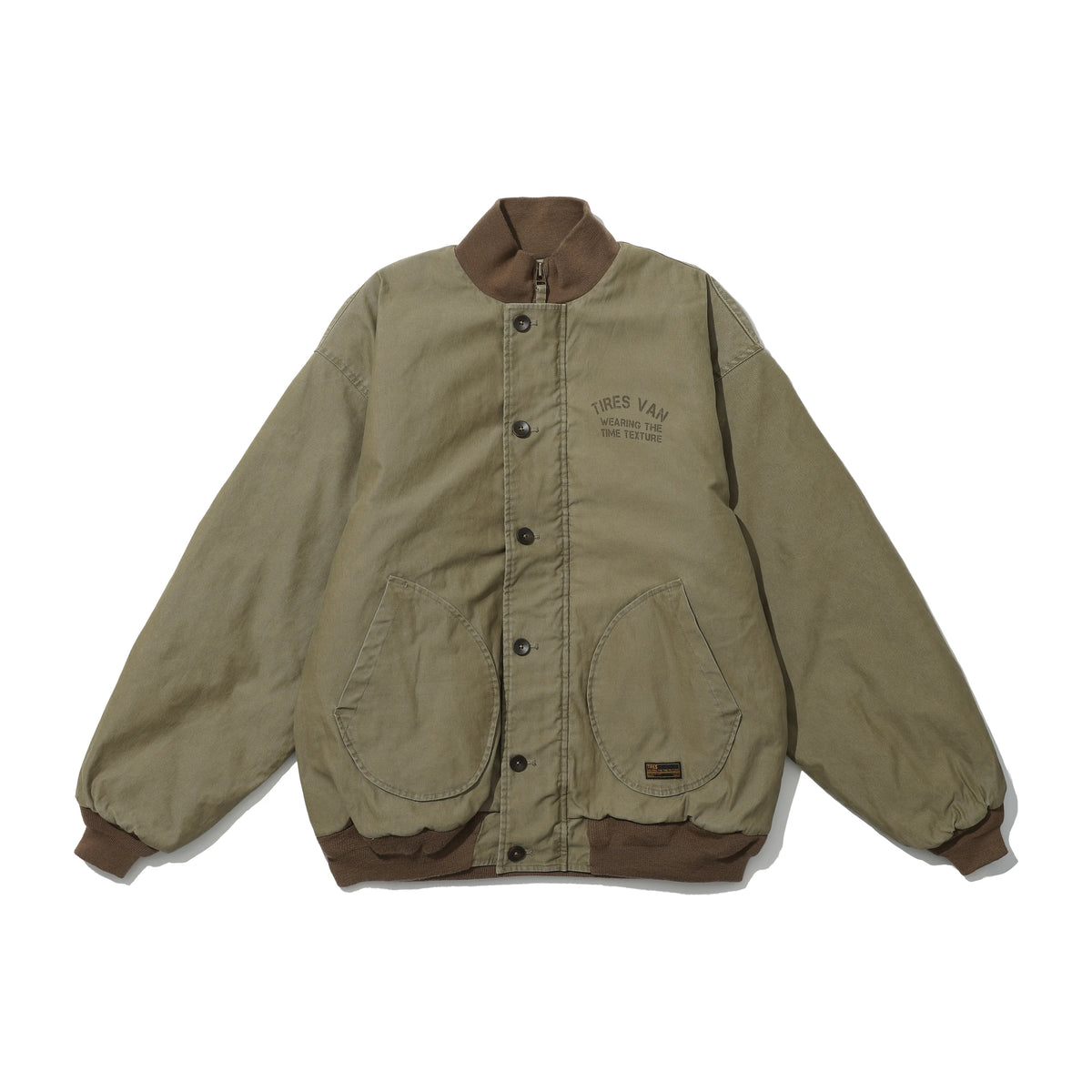 Washed Insulated Deck Jacket in black