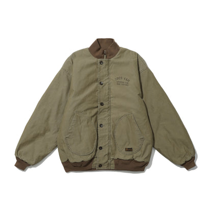 Washed Insulated Deck Jacket in black