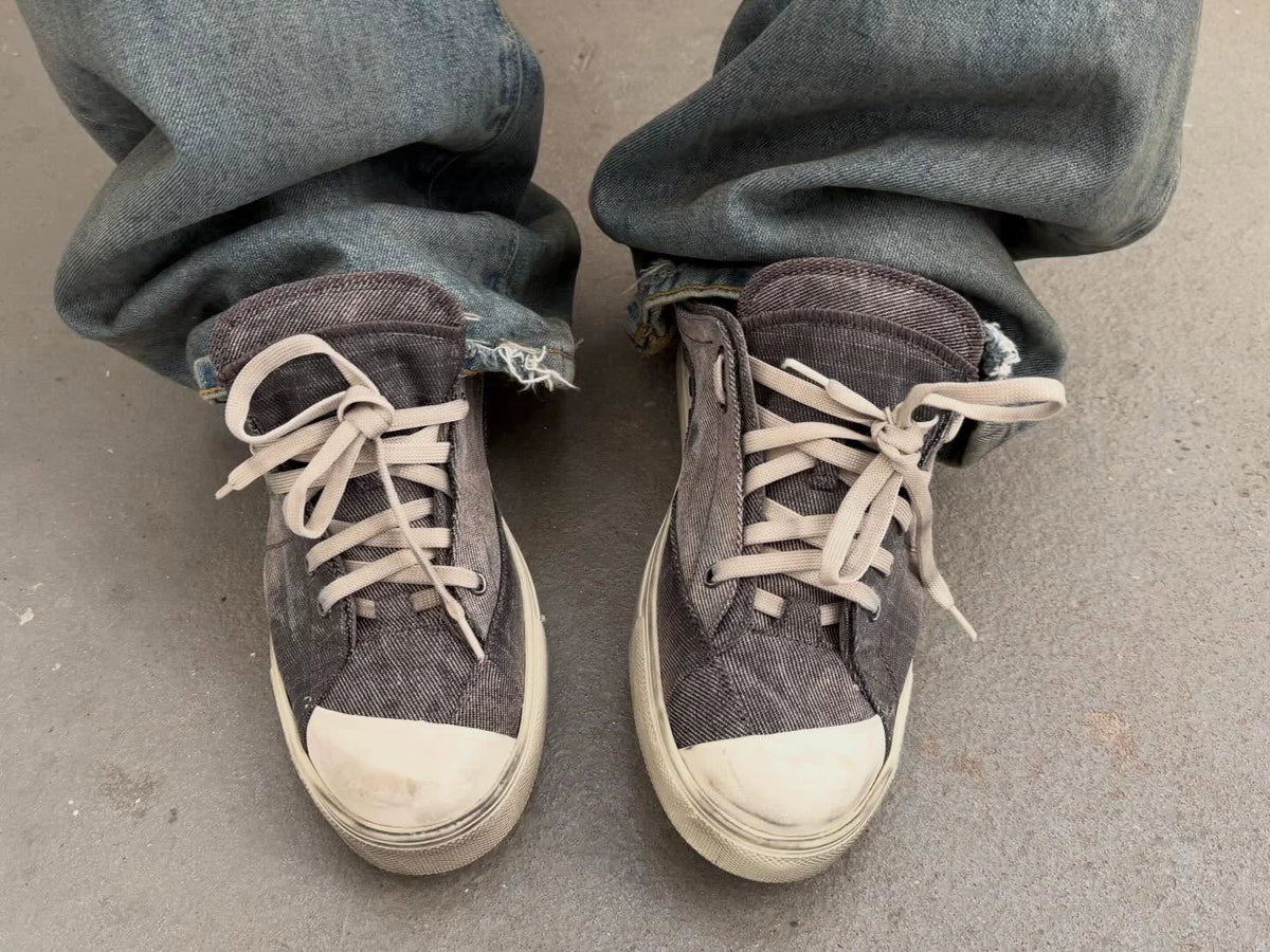 VOWPROGRESS Heavy-Washed Sculpted-Toe Vulcanized Sneakers