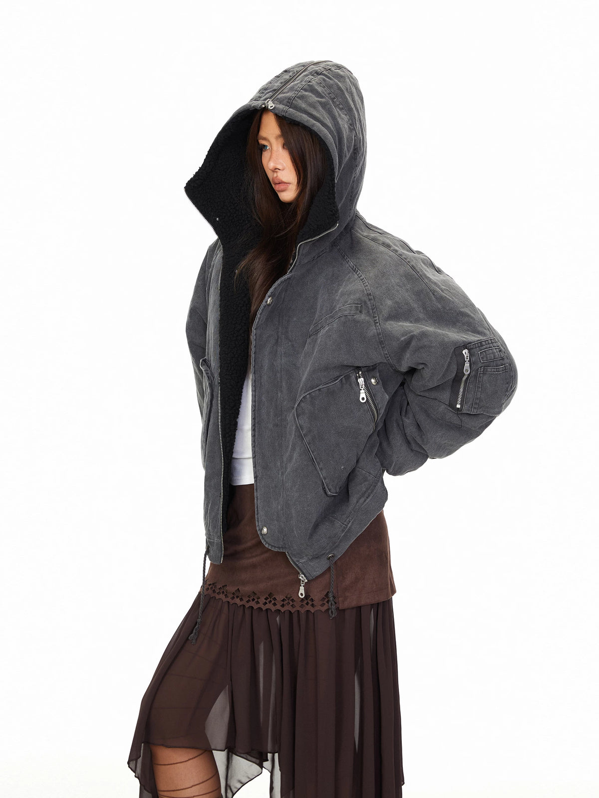Hooded Fleece Lined Utility Jacket product photo