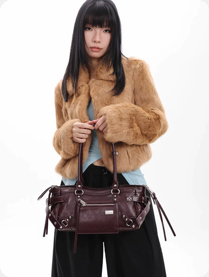 Burgundy Studded Zip Underarm Bag product photo