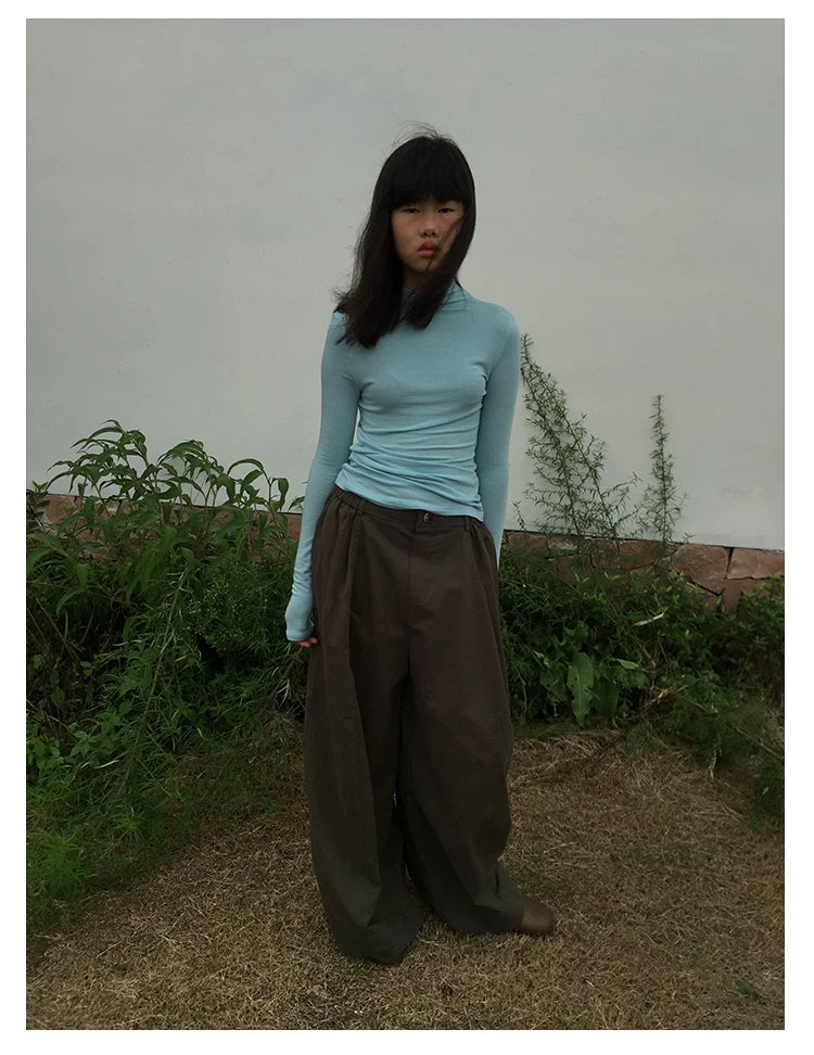 Mock Neck Fitted Long Sleeve Top