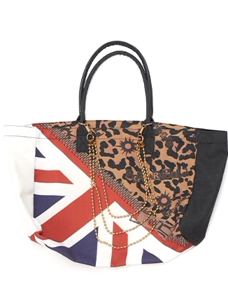 Leopard Union Jack Distressed Canvas Tote Bag front view