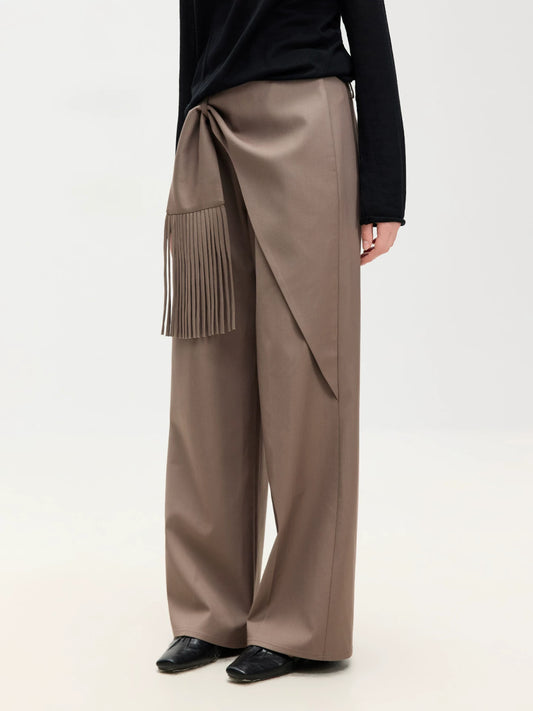 Fringed Belt Tailored Trousers