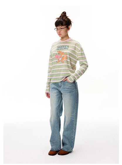 Striped Graphic Long Sleeve T-Shirt