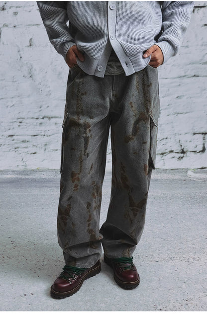 Distressed Print Canvas Cargo Pants product view
