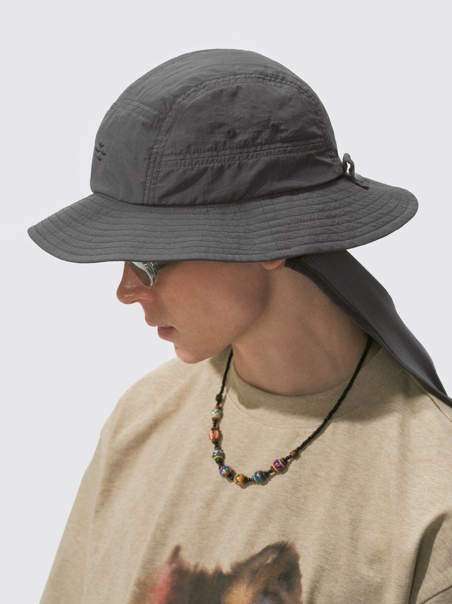 UPF 50+ Fishing Bucket Hat with Removable Neck Flap & Reflective Trim