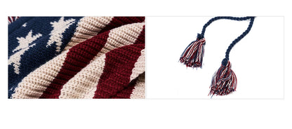 American Flag Earflap Knit Hat