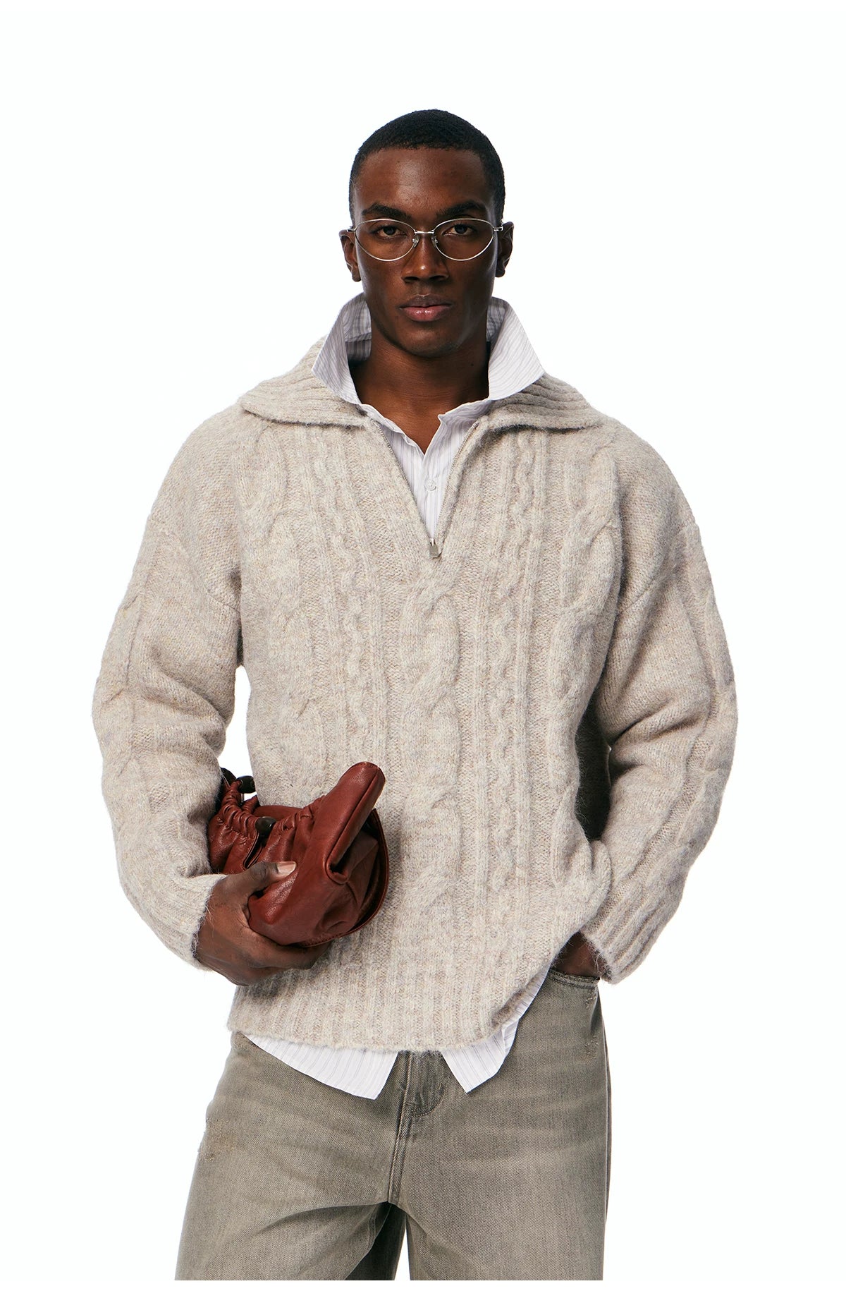 Men's Cable-Knit Half-Zip Sweater product photo