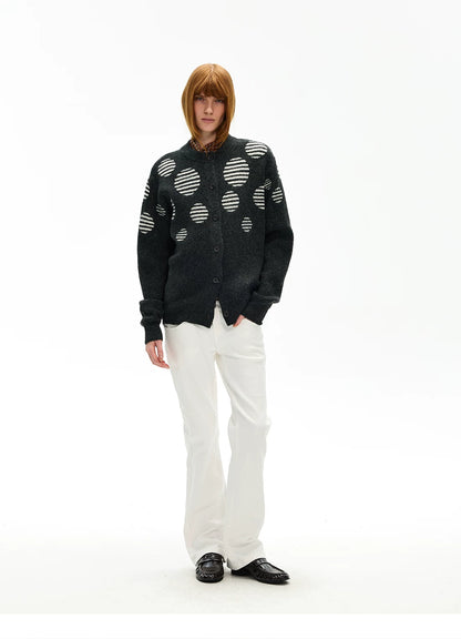 Striped Dot Knit Cardigan