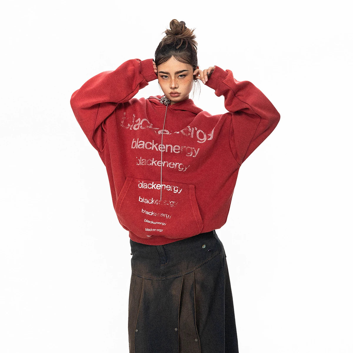Washed Letter Print Hoodie