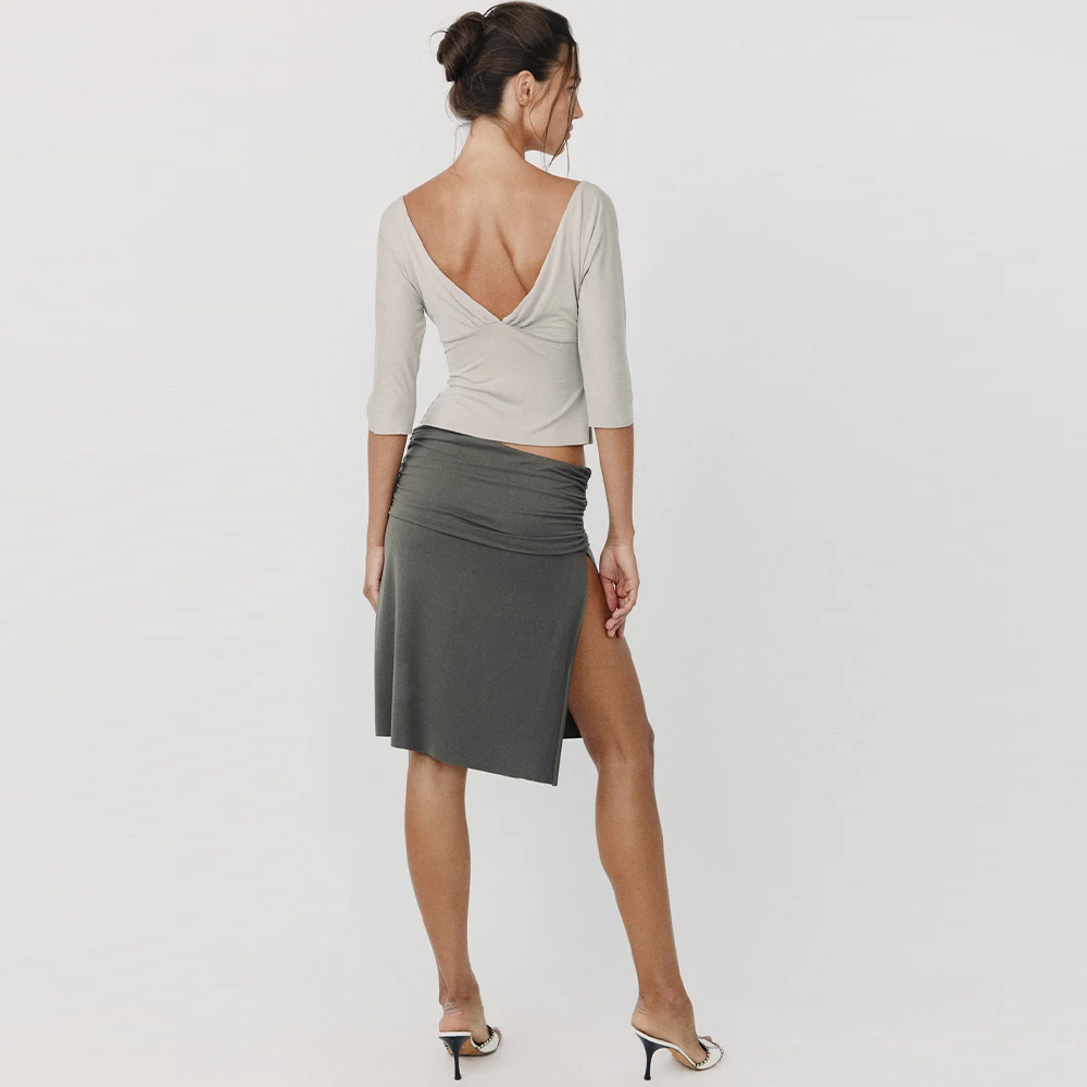 V-Neck Top & Midi Skirt - 360 view 7