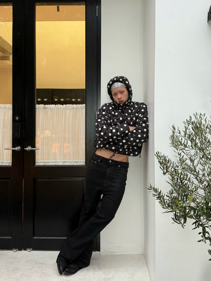 Polka Dot Down Jacket in black
