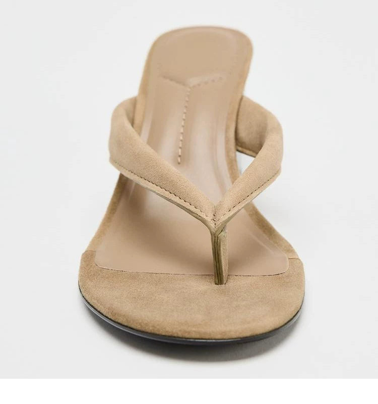 Women's Wood-Look Wedge Heel Thong Sandals
