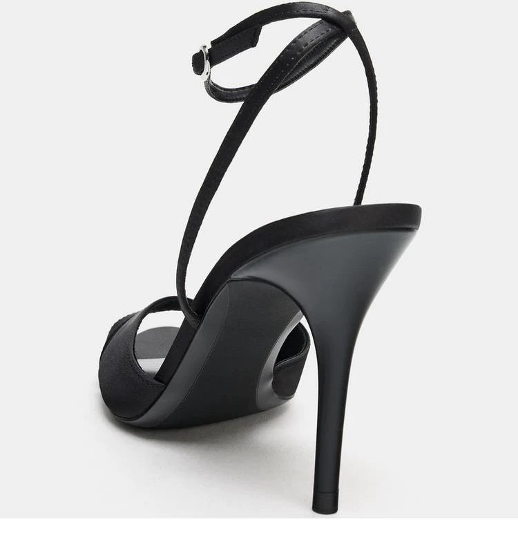 Women's Gold Open Toe Stiletto Ankle Strap Sandals