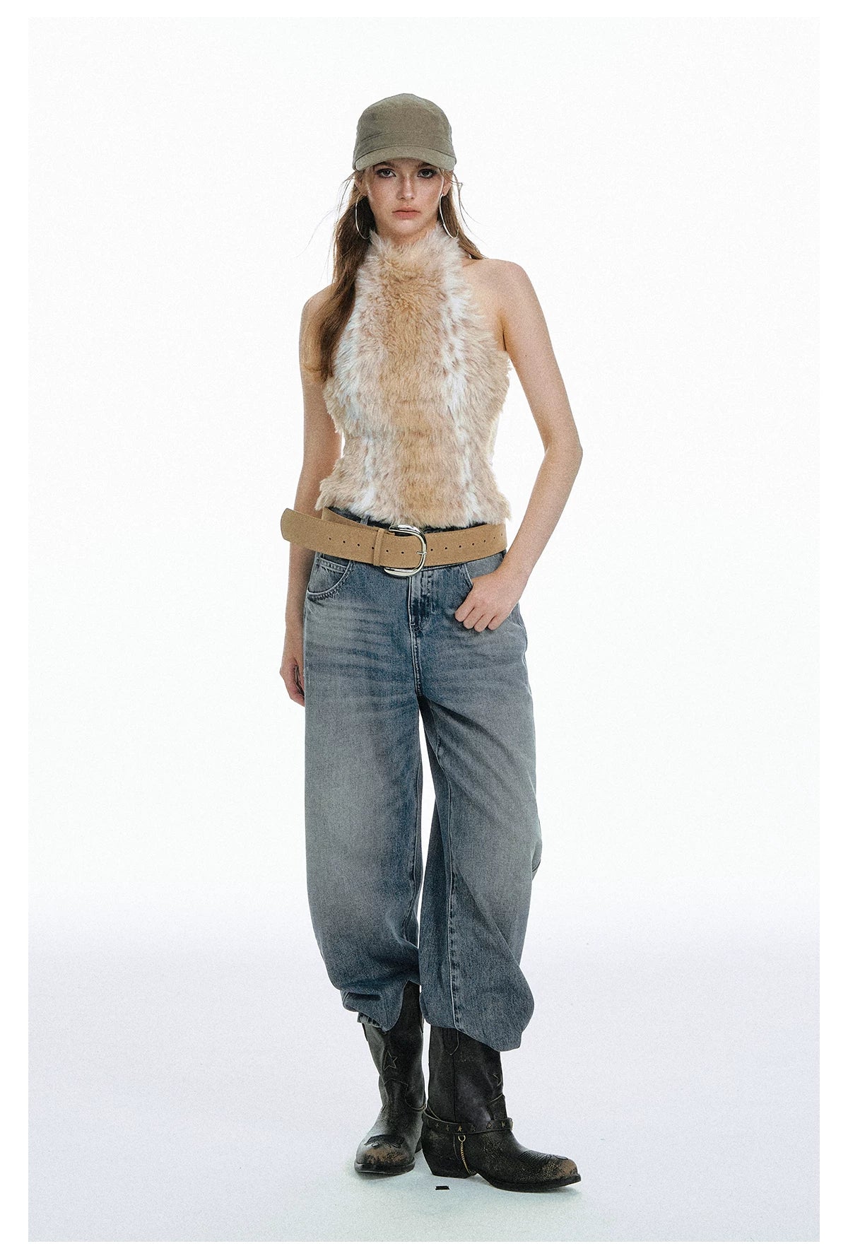 Leopard Faux-Fur Halter Top - 360 view 2