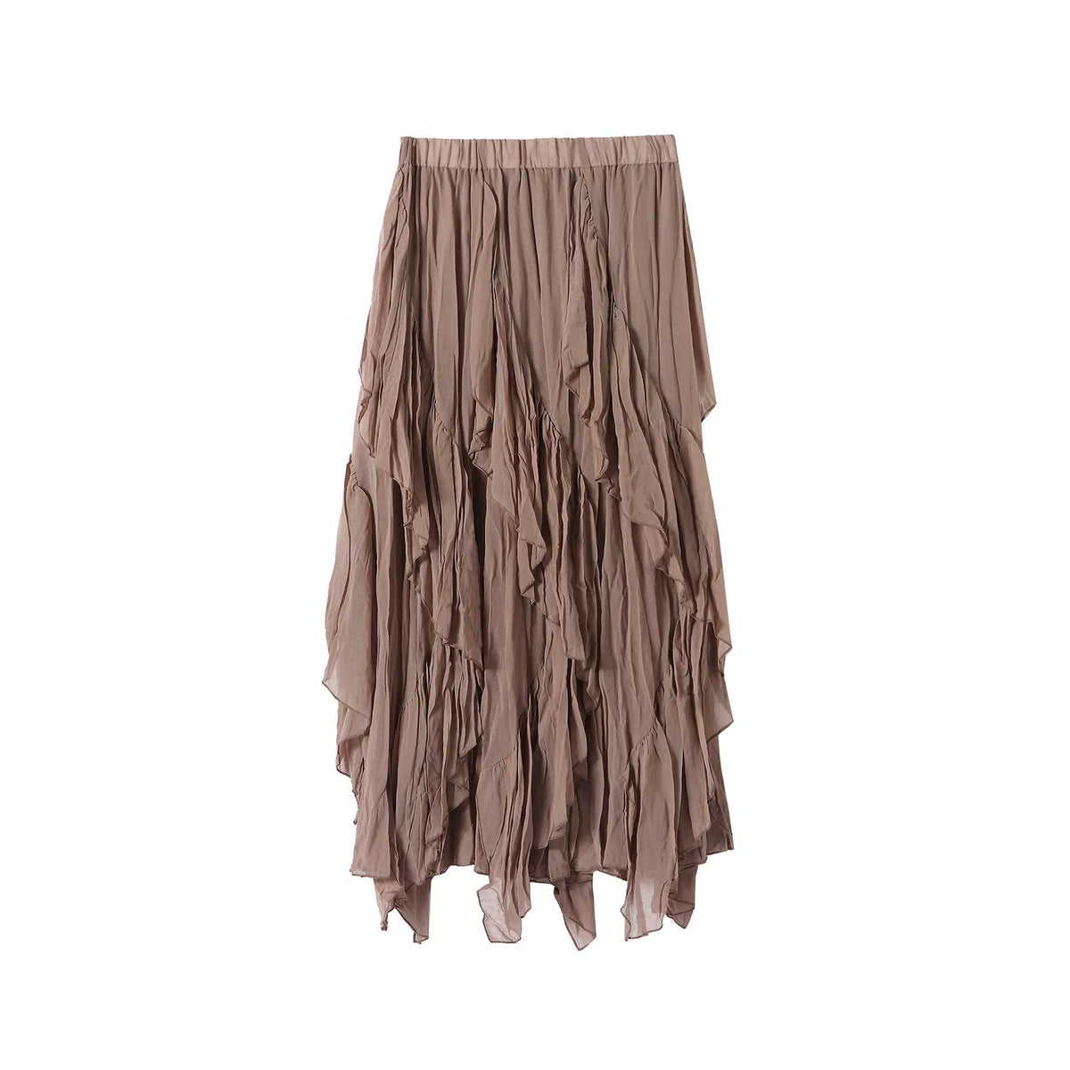 Asymmetric Ruched Maxi Skirt