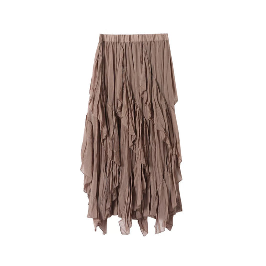 Asymmetric Ruched Maxi Skirt