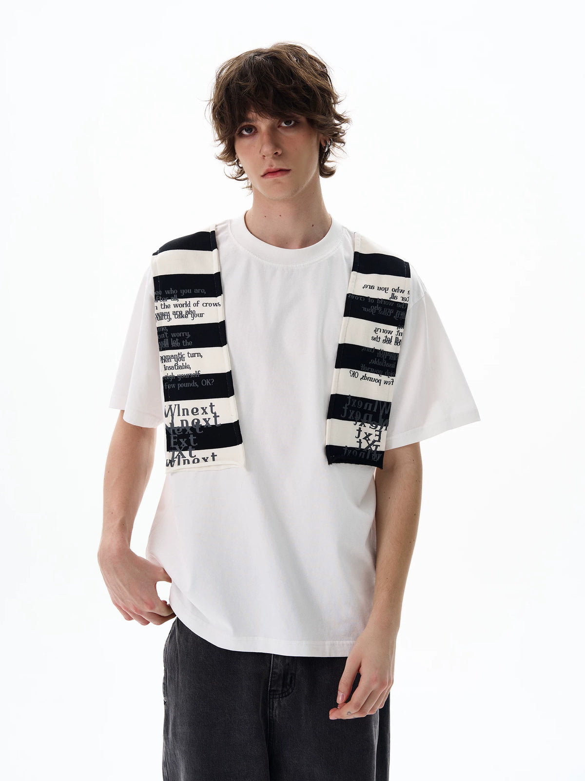 Graphic Knit-Panel Short-Sleeve T-Shirt