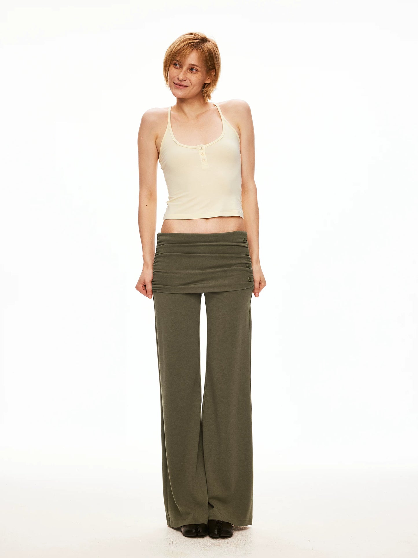 Cloud-Soft Layered Knit Flared Pants