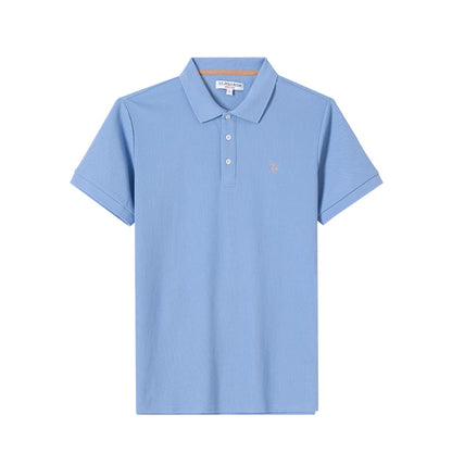 Contrast Collar Tape Cotton Blend Pique Polo Shirt