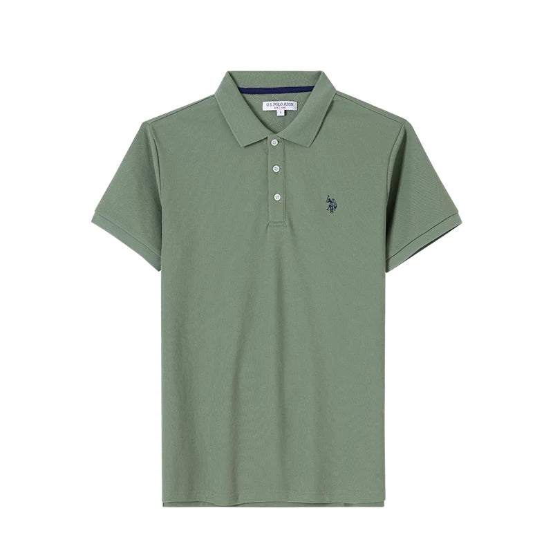 Contrast Collar Tape Cotton Blend Pique Polo Shirt
