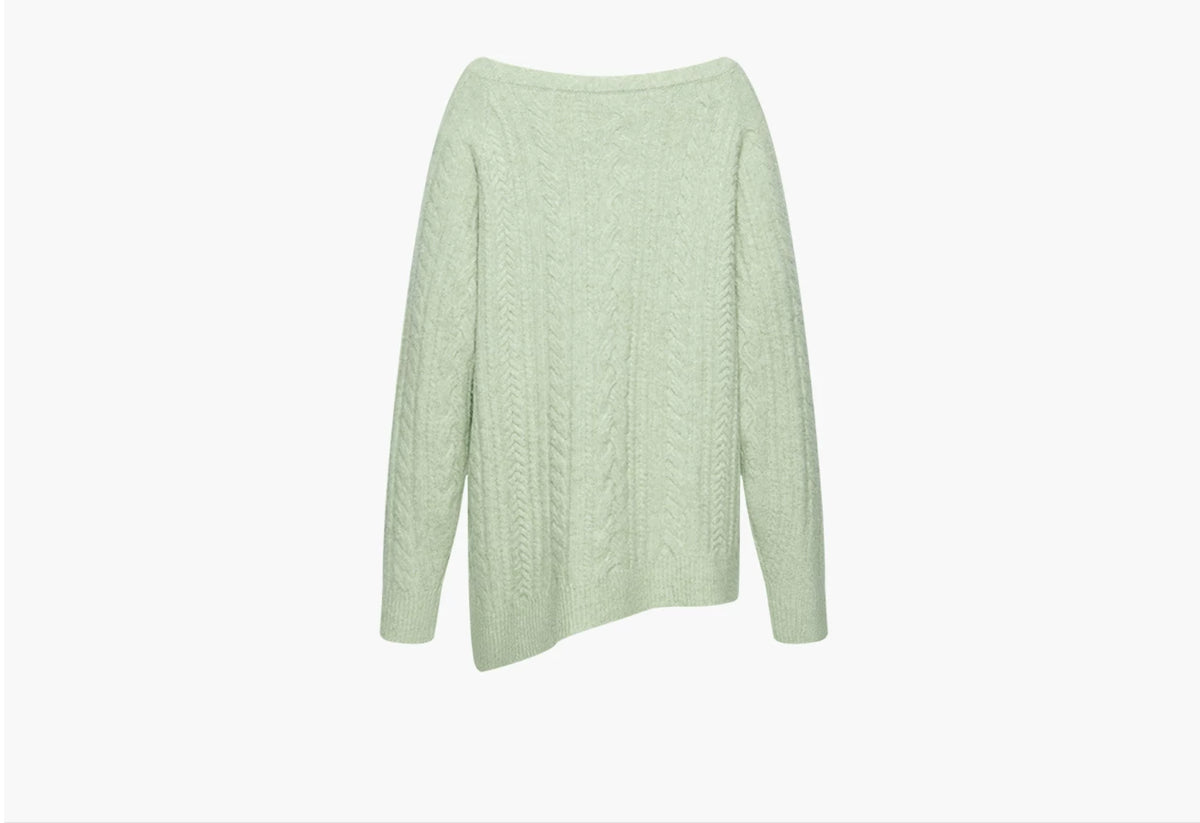 Mint Wool Blend Cable Knit Sweater product photo