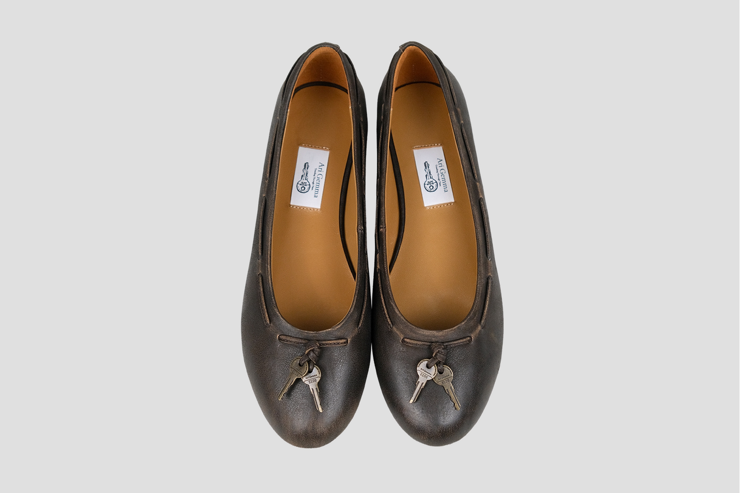Vintage Key Embellished Ballet Flats
