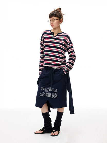 Striped V-Neck Knit Sweater