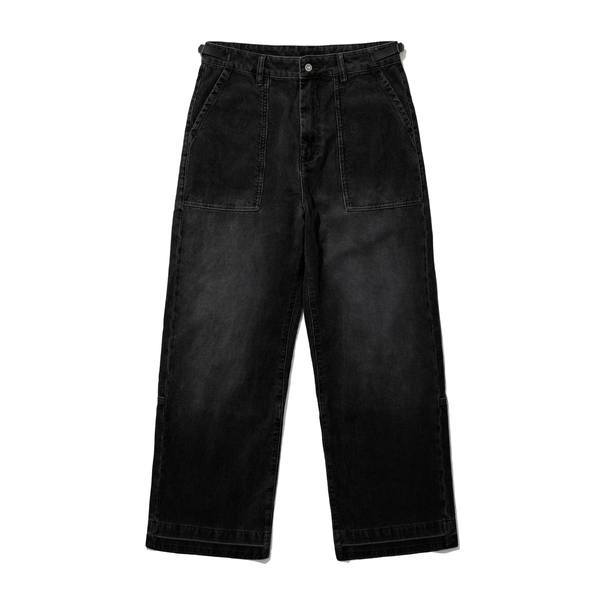 Washed Corduroy Wide Leg Pants in black