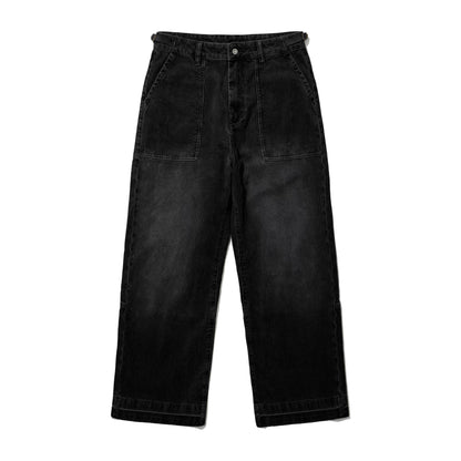 Washed Corduroy Wide Leg Pants in black
