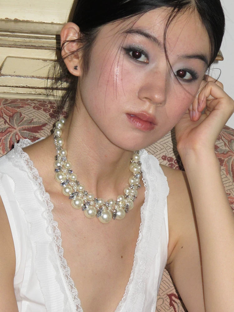 Vintage-Inspired Layered Pearl Necklace – French Minimalist Statement Choker