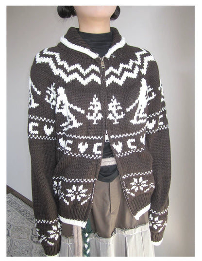 Fair-Isle-Strickpullover mit Baum-Motiv