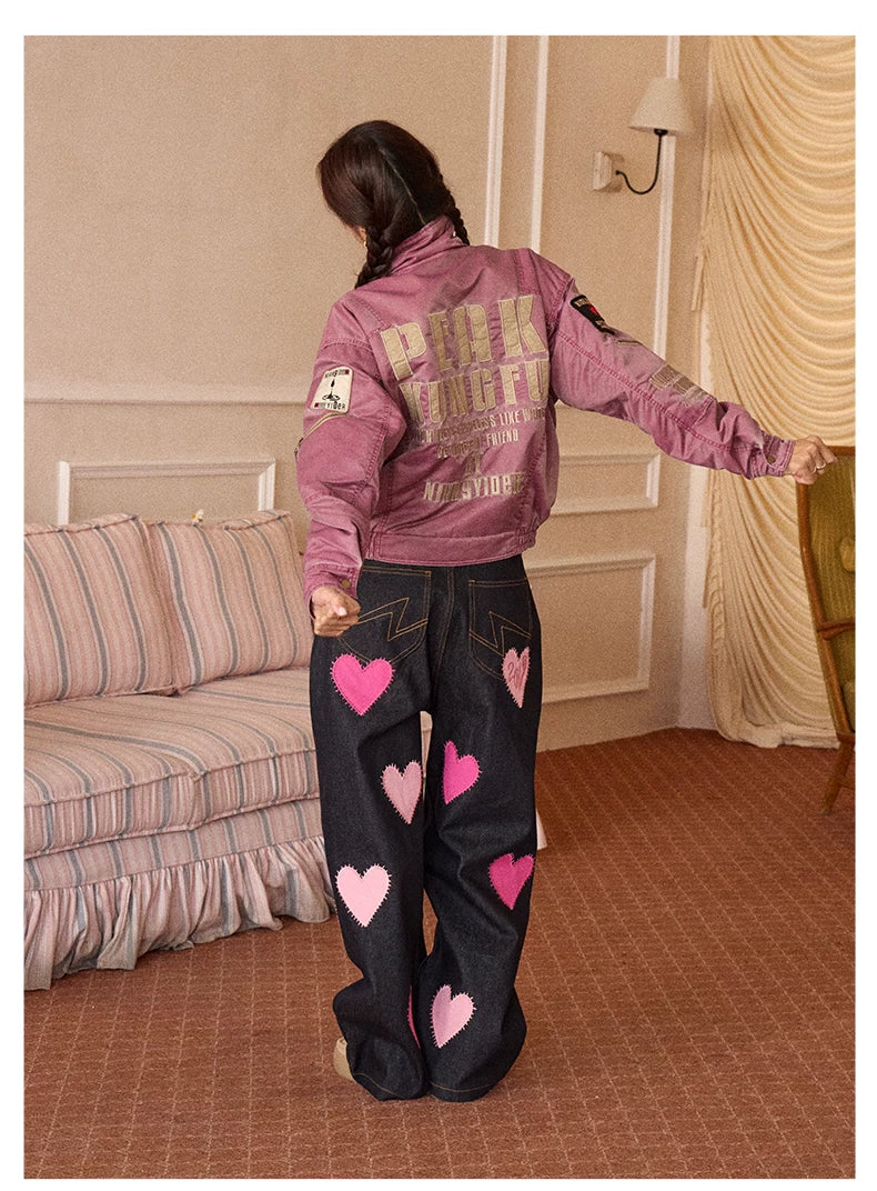 Washed Quilted Patch Embroidered Jacket
